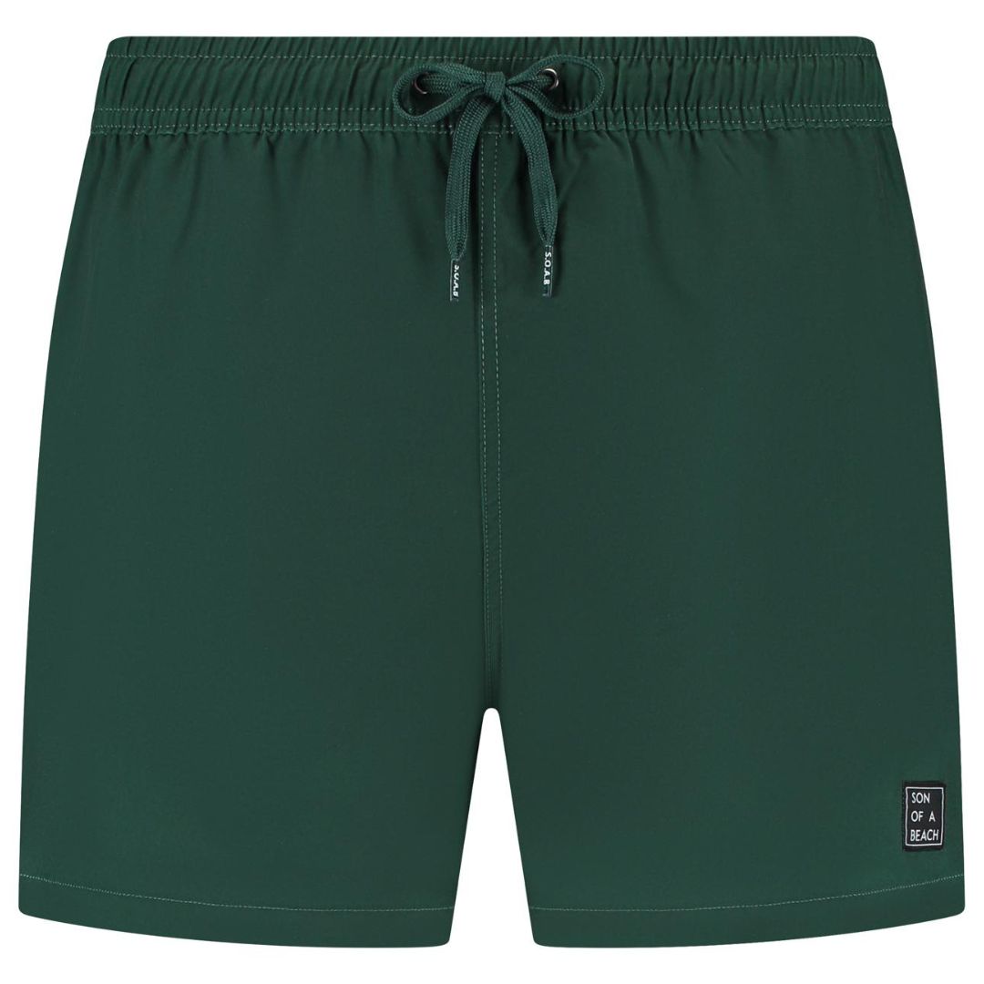 Solid, dark green, Men's swim trunks