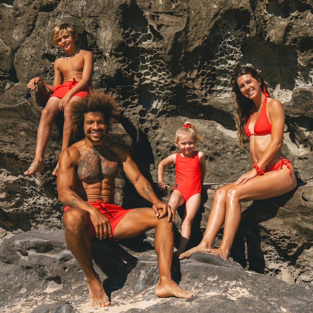Solid, Red, Girls swimsuit