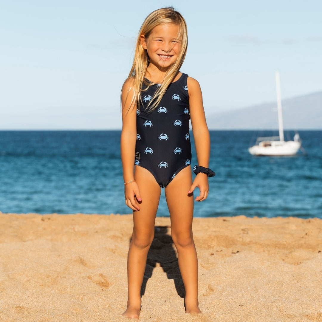 Crab, Blue, Mother and daughter swimwear