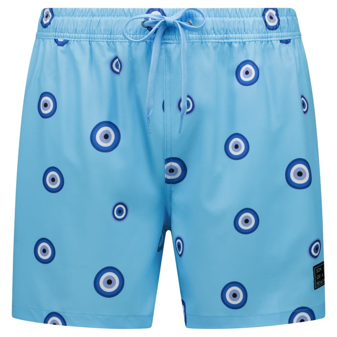 Eye, Blue, Men's swim trunks
