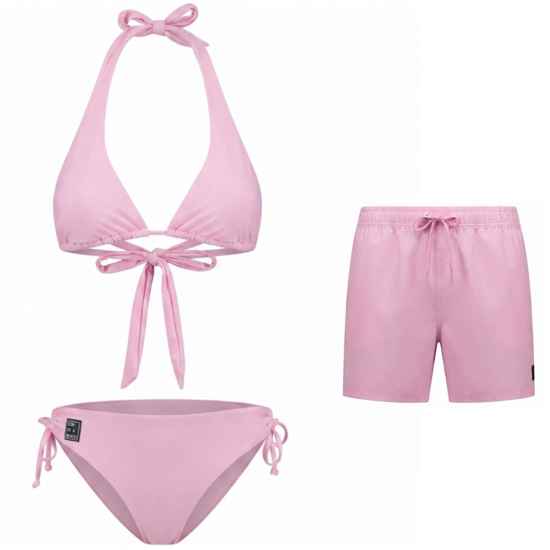 Solid, Pink, Mother and son bikini/swimming trunks