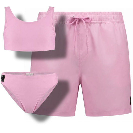 Solid, Pink, Father and daughter swim trunks/bikini 