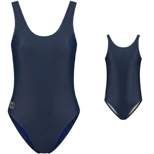 Solid, Blue, Mother and daughter swimsuit