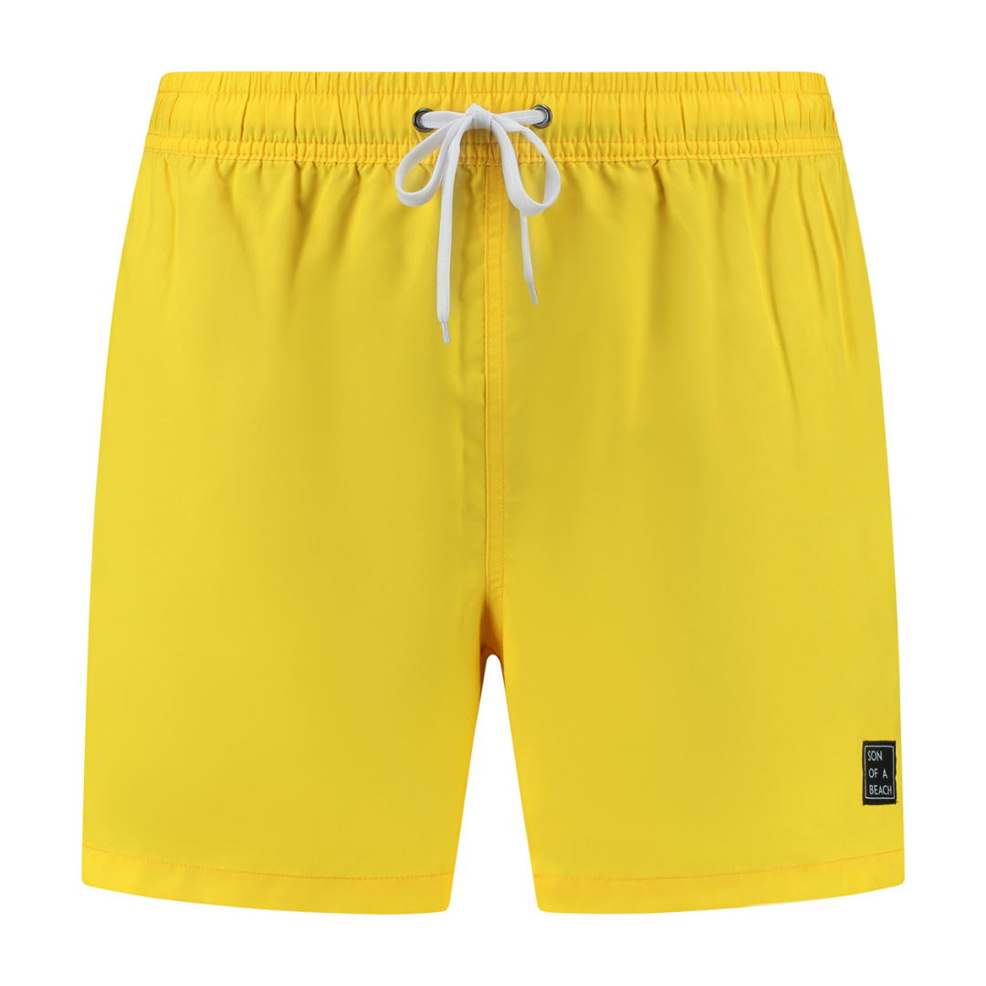 Solid, Yellow, Boys Swim Shorts