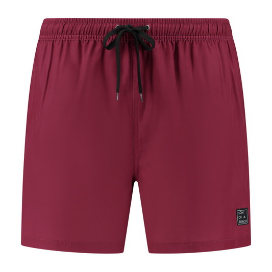 Solid, Dark red, Boys swimming trunks