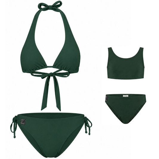 Solid, Dark green, Mother and daughter bikinis