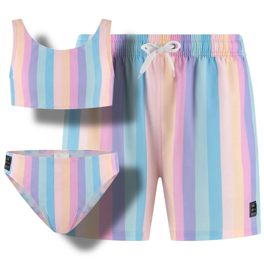 Rainbow, Father and daughter swim trunks/bikini 