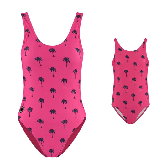 Palm Tree, Pink, Mother and Daughter Swimsuit