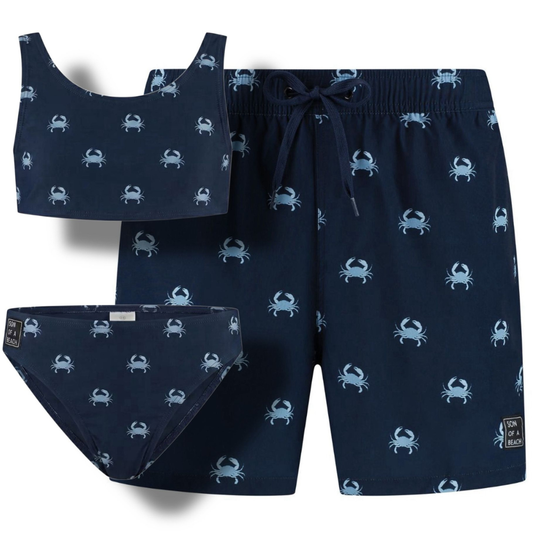 Crab, Blue, Father and daughter swim trunks/bikini 