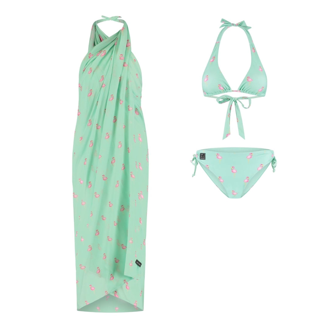 Flamingo, Green, Women's Bikini/wrap