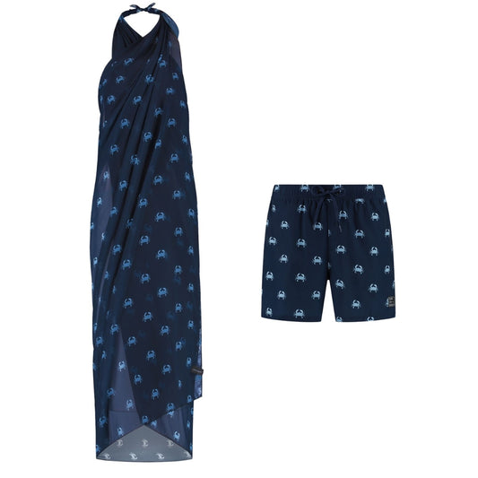 Crab, Blue, Mother and son swimwear
