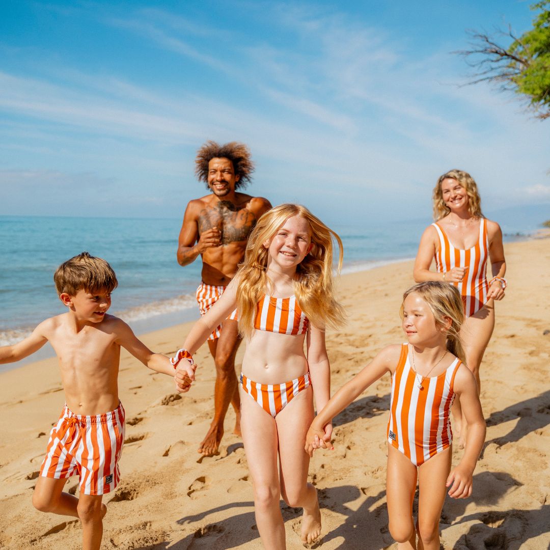 Smiley, Blue, Father and daughter swim trunks/bikini