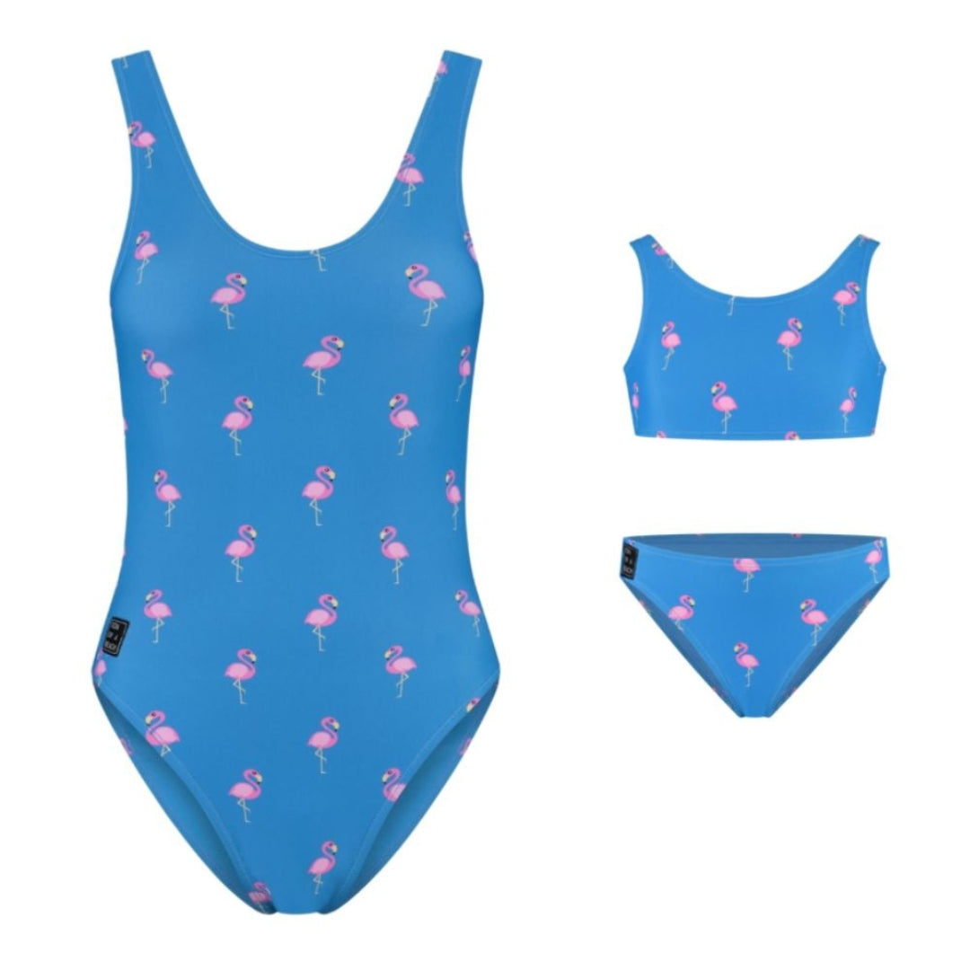Flamingo, Royal Blue, Mother and daughter swimsuit/bikini