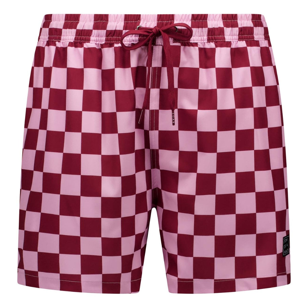 Check, Red, Men's swimming trunks