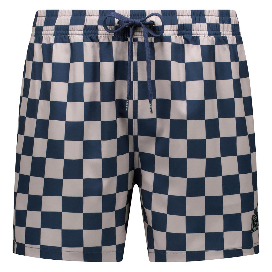 Check, Blue, Boys swim trunks