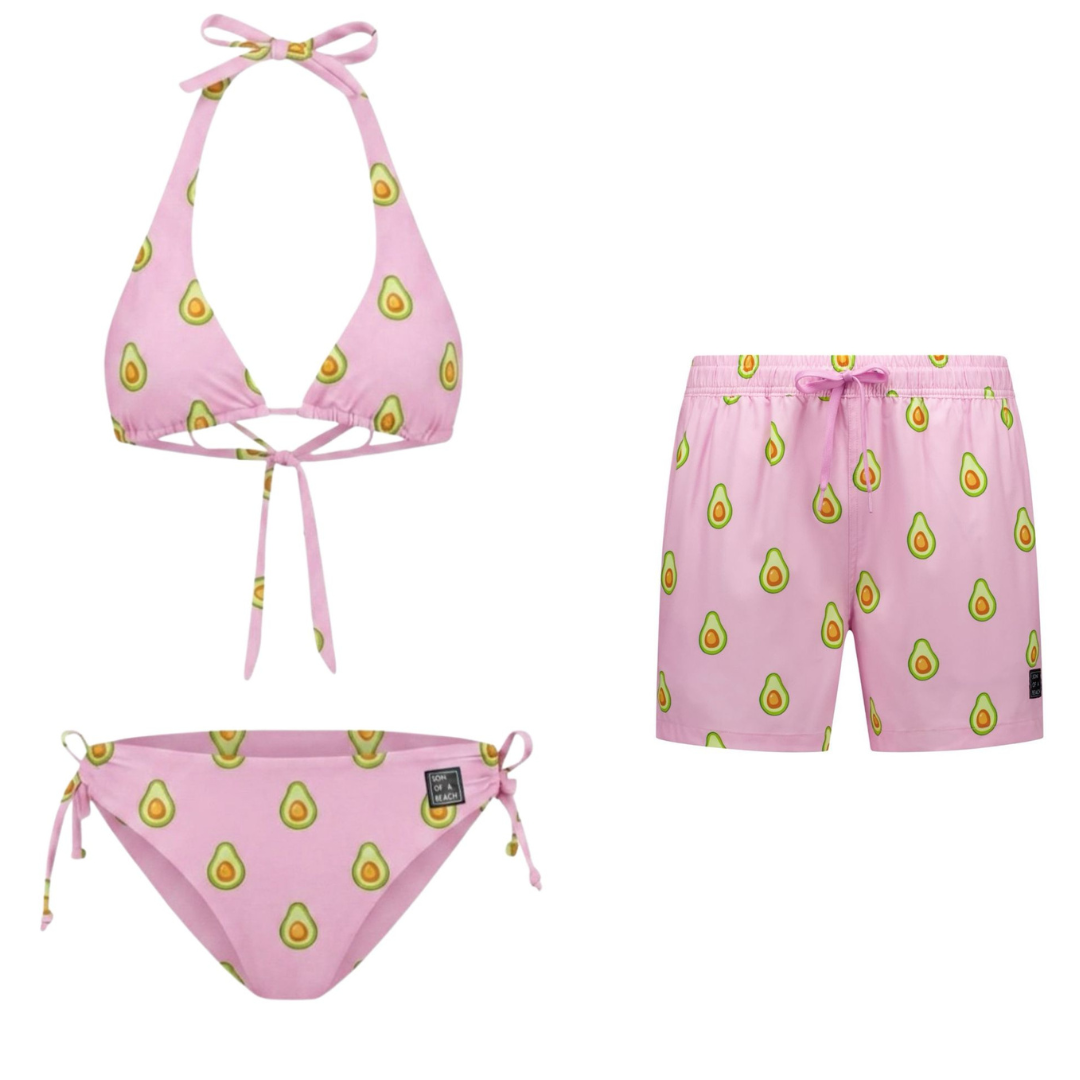 Avocado, Pink, Mother and son bikini/swimming trunks