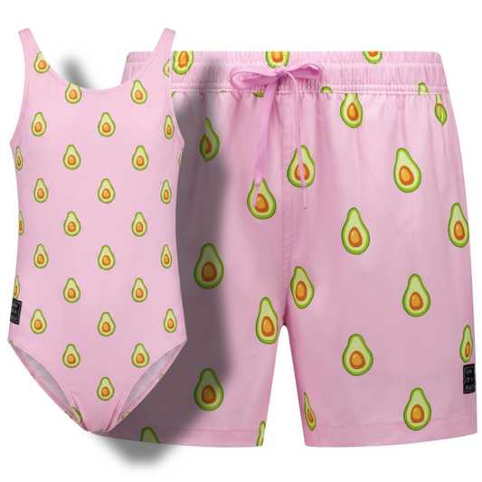 Avocado, Pink, Father and daughter swimwear