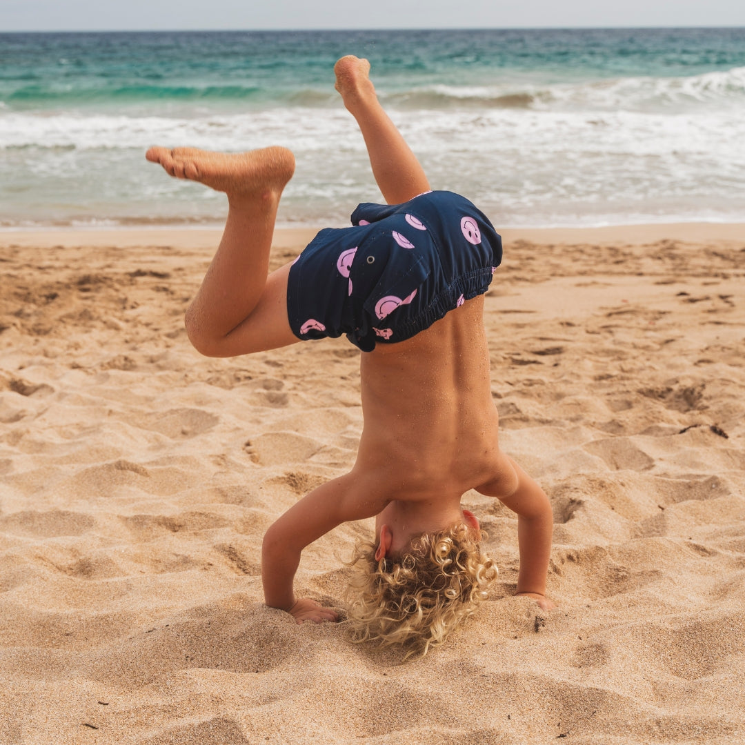 Smiley, Blue, Father and son swim shorts