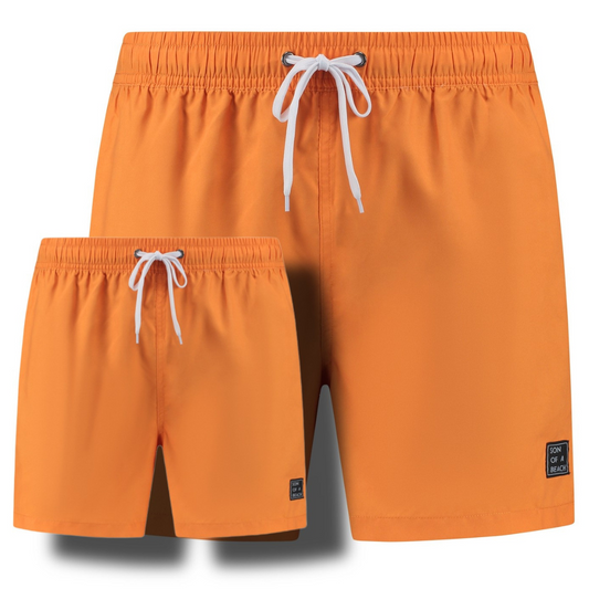 Solid, Orange, Father and son swim shorts