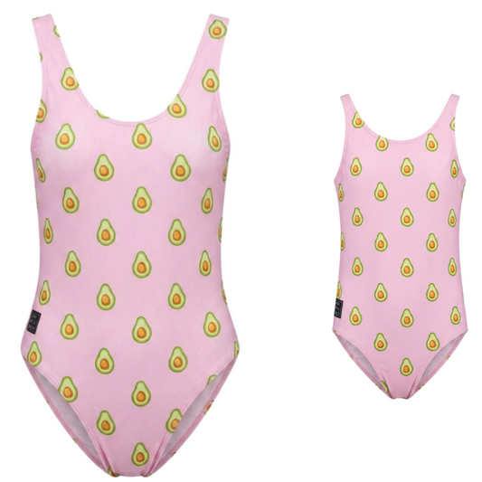 Avocado, Pink, Mother and daughter swimsuit
