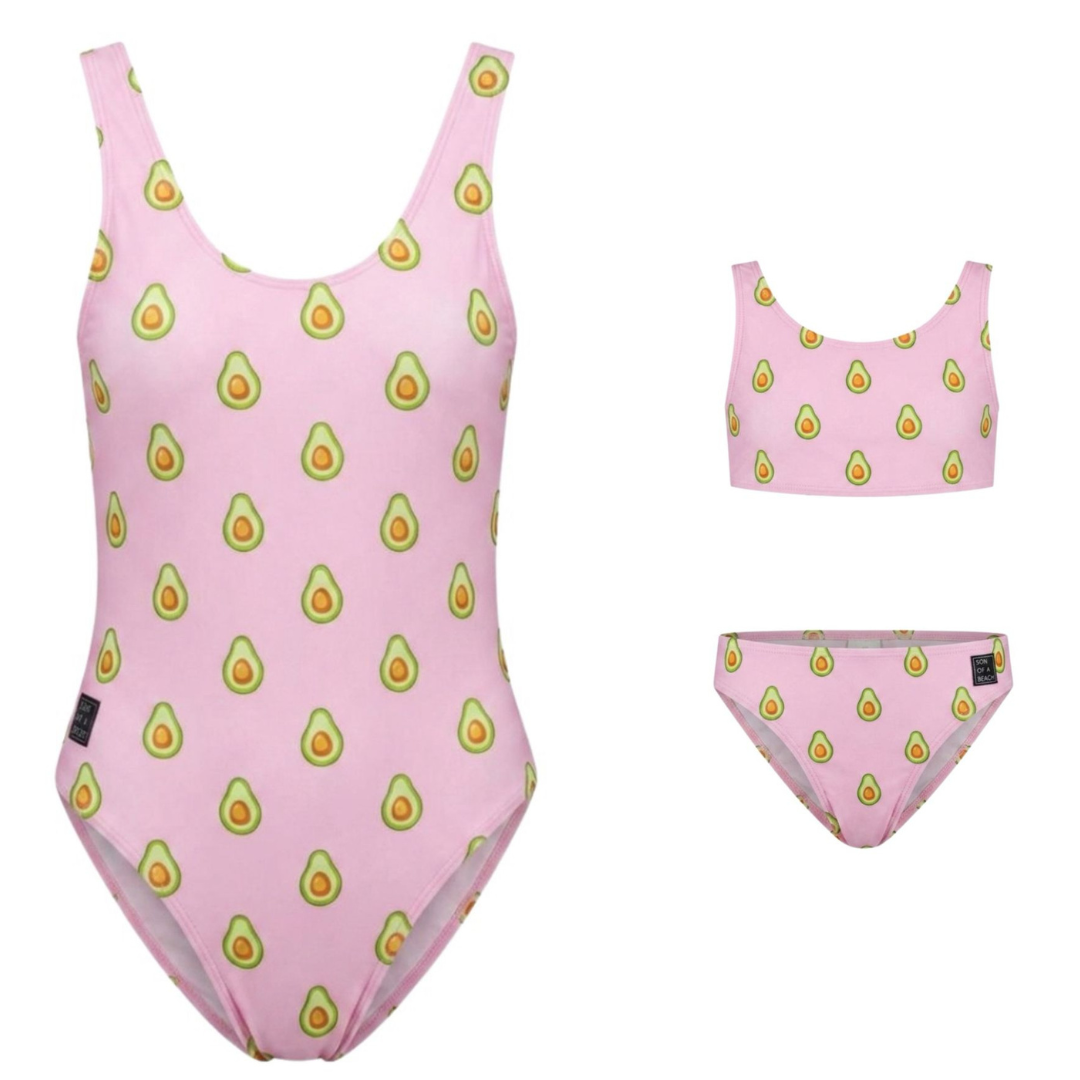 Avocado, Pink, Mother and daughter swimsuit/bikini