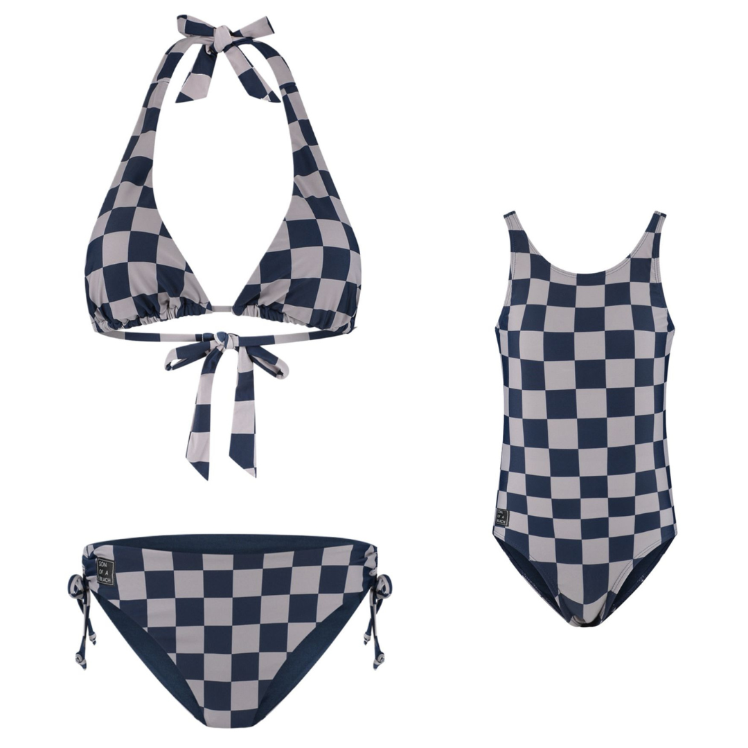 Check, Blue, Mother and daughter bikini/swimsuit