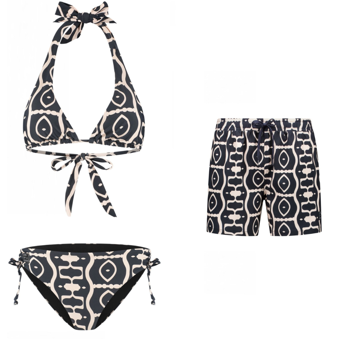 Abstract, Black, Mother and son bikini/swimming trunks