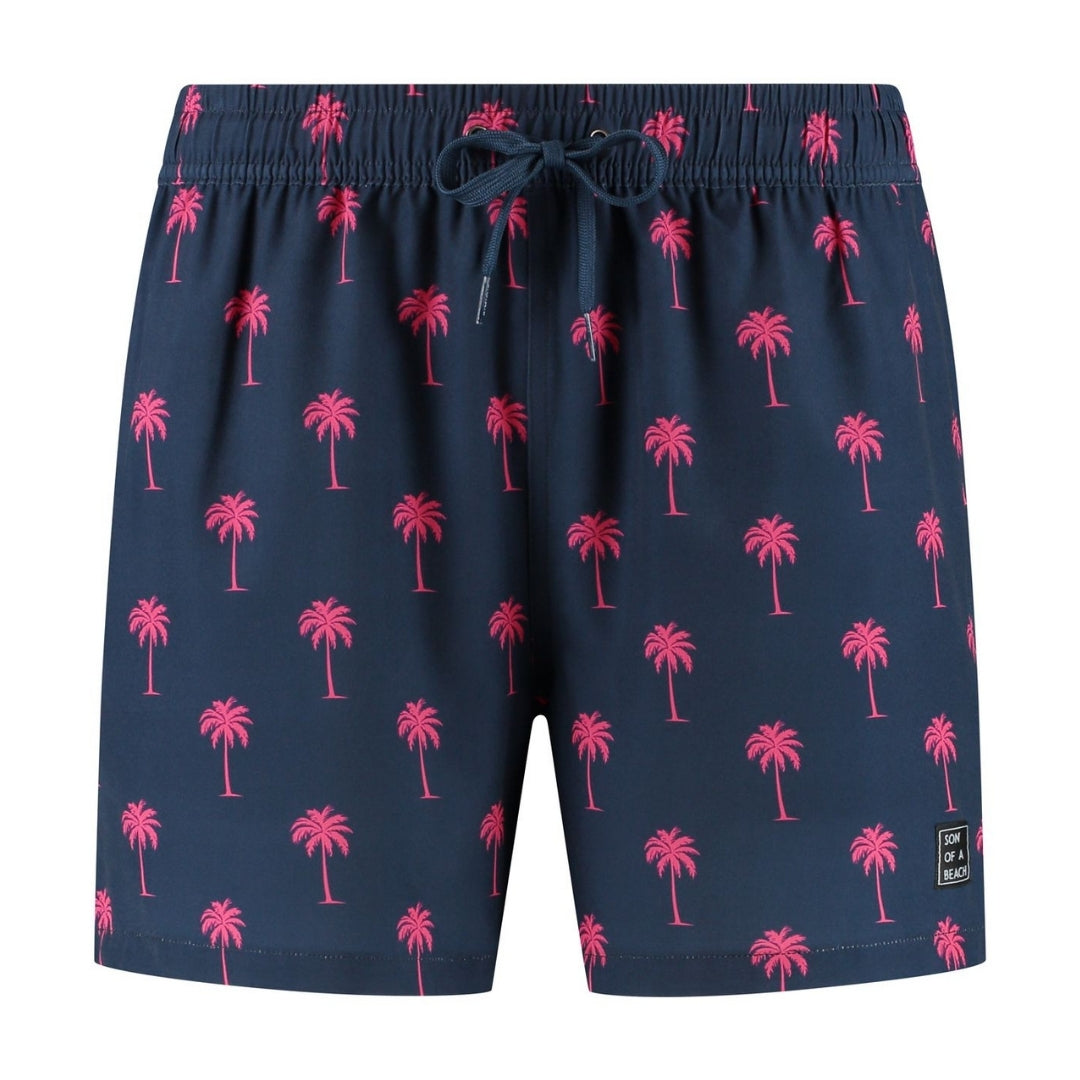 Palm Tree, Blue, Men's Swim Shorts