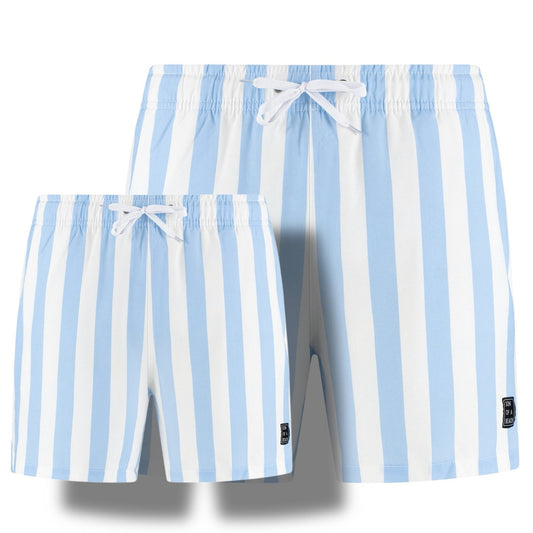 Striped, Light Blue, Father and Son swim shorts
