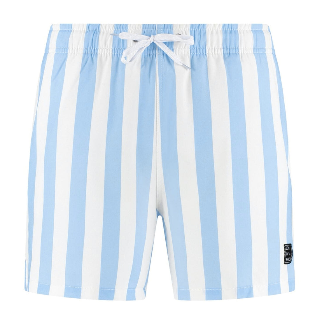 Striped, Light Blue, Boys Swim Shorts