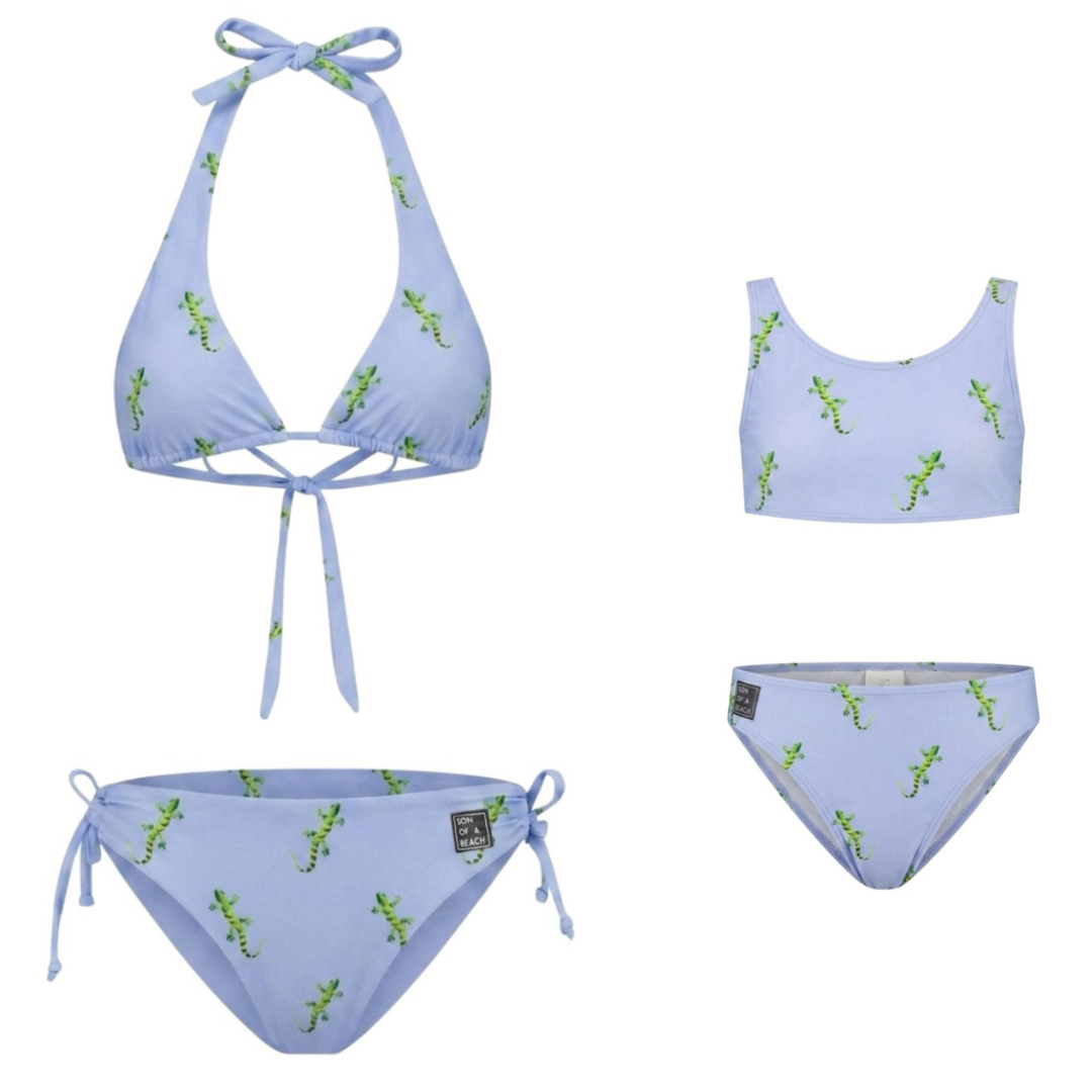 Gecko, Blue, Mother and daughter bikinis