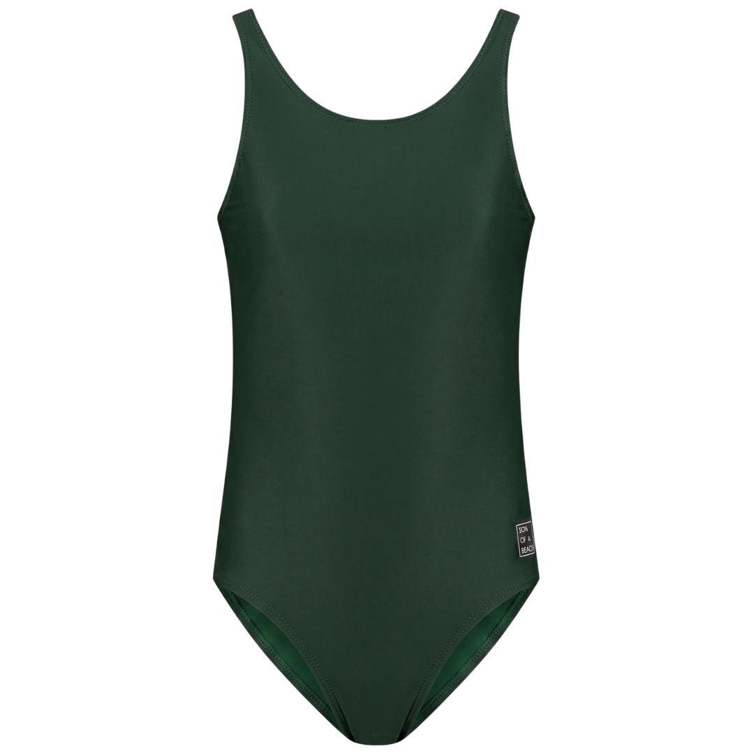 Solid, Green, Girls swimsuit