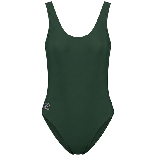 Solid, Dark green, Women's Swimsuit
