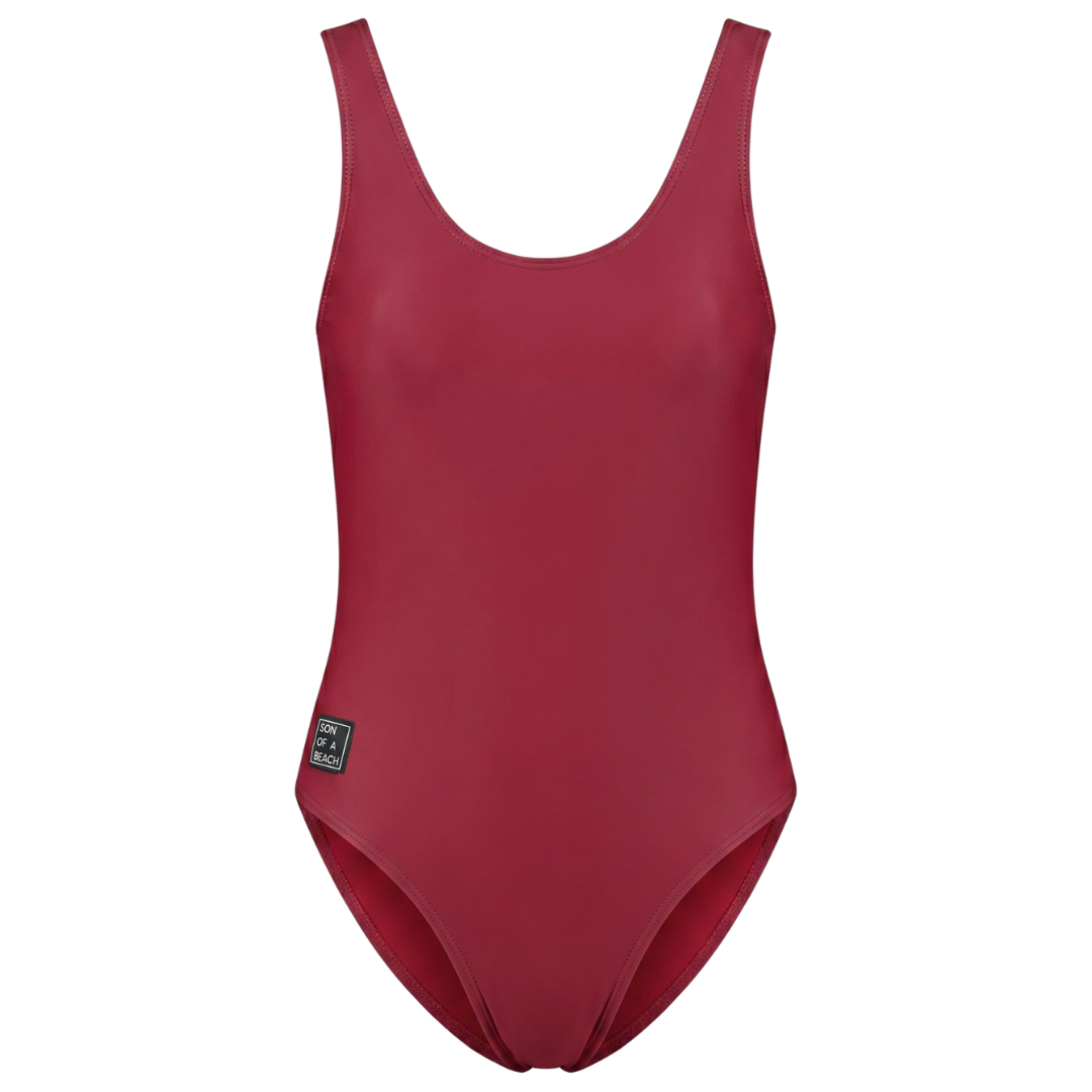 Solid, Dark red, Women's Swimsuit
