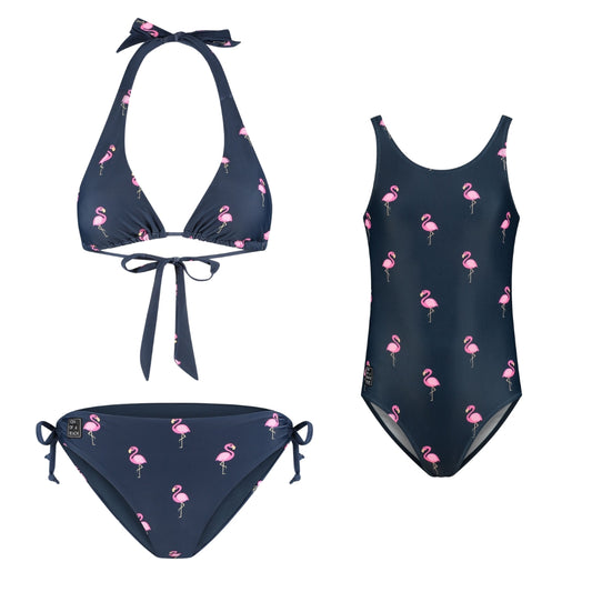 Flamingo, Blue, Mother and daughter bikini/swimsuit