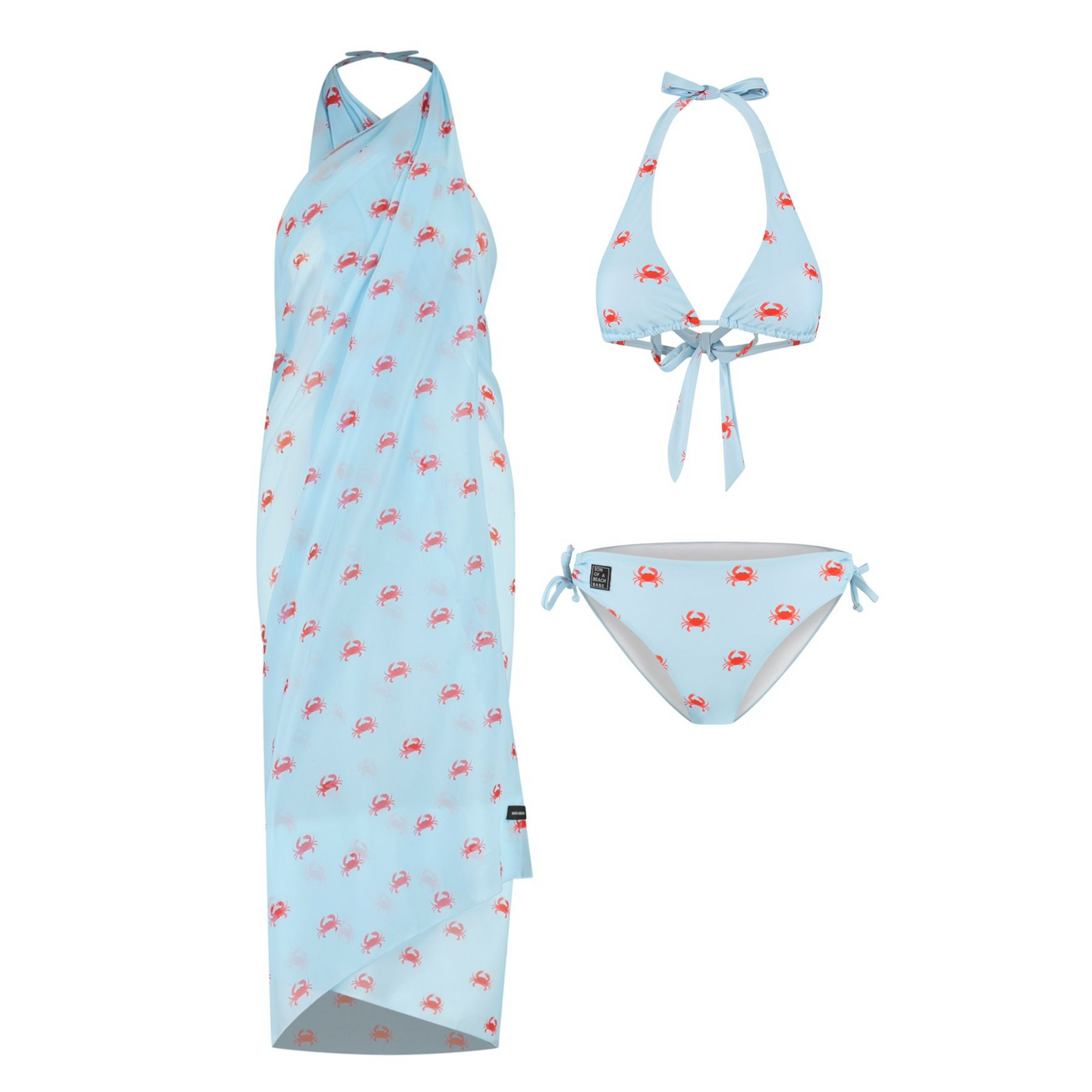 Crab, Light Blue, Women's Bikini/wrap