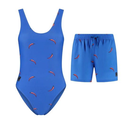Chili Pepper, Mother and Son Swimsuit/Swimming Trunks