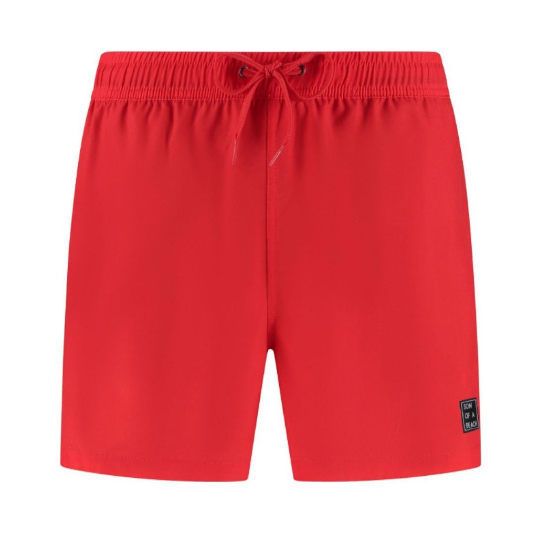 Solid, Red, Men's swimming trunks