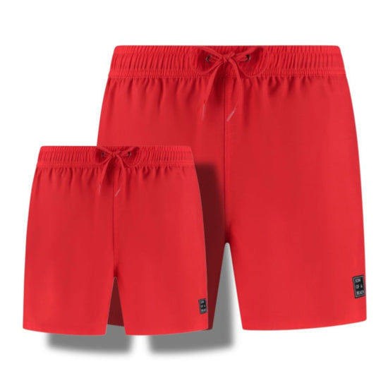 Solid, Red, Father and son swim shorts