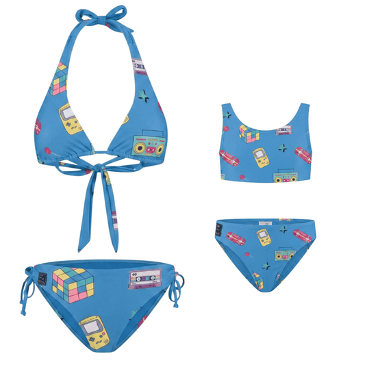 Retro, Mother and daughter bikinis