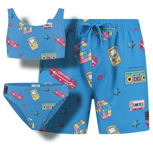 Retro, Father and daughter swim trunks/bikini 