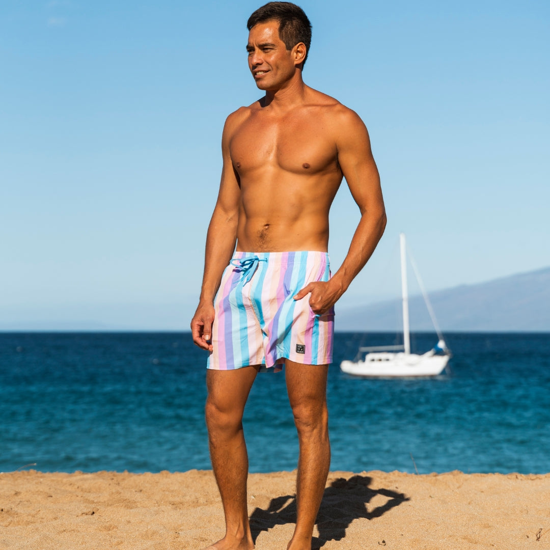 Rainbow, Father and daughter swim trunks/bikini 