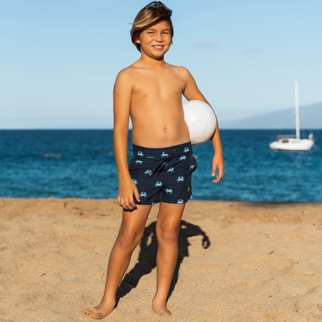 Crab, Blue, Boys Swim Shorts
