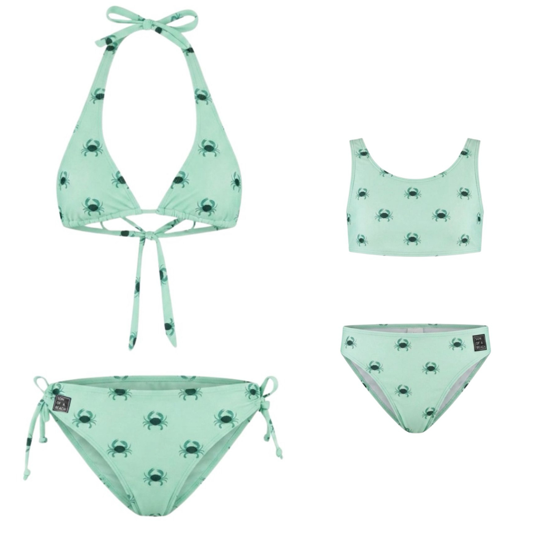 Crab, Green, Mother and daughter bikinis
