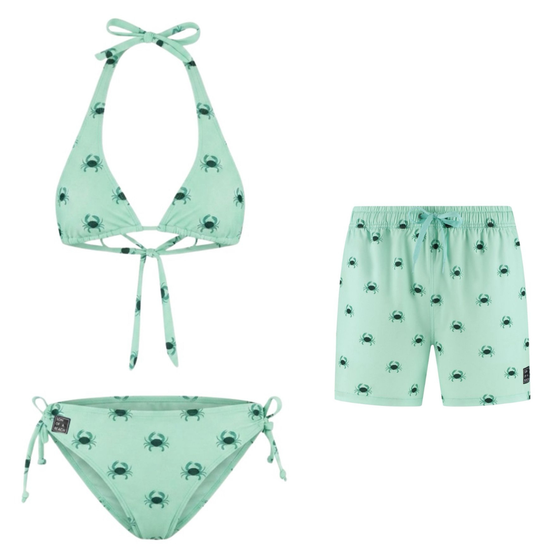 Crab, Green, Mother and son bikini/swimming trunks
